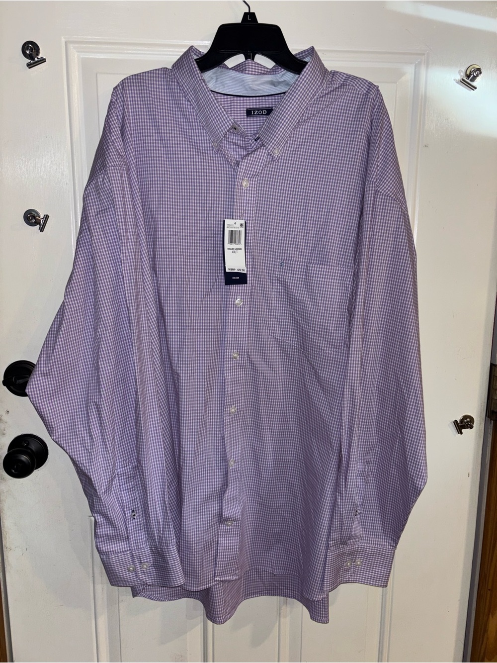 Izod Men’s Purple Checked Button-Down Shirt